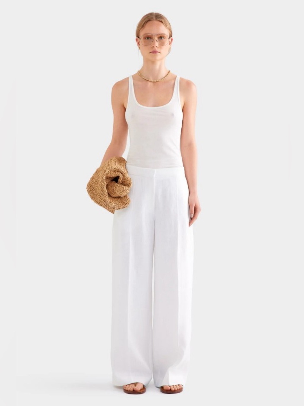 Venroy 100% European Flax Linen White Tailored Full-Length Pants S NWOT